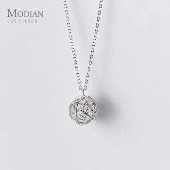 Modian 2020 Ægte 925 Sterling Sølv Round Linje, Geometri Kugle Kæde Halskæde Vedhæng til Kvinder Sød Gave Smykker Tilbehør