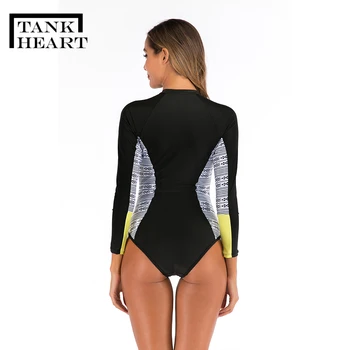 Sort Sexet Ene-Dragter Monokini Plus Size Badetøj til Kvinder med Lange Ærmer Ét Stykke Badedragt Kvindelige Trikini Svømning fr Svømmetur Kulør