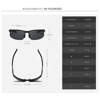 AORON Polariserede Solbriller Herre Klassisk Udendørs Sport Kørsel Sol Briller UV400 Aluminium Ramme Spejl Goggle Briller