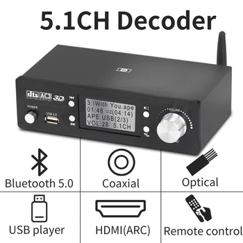 HD920 5.1 CH-Lyd Dekoder Bluetooth-5.0 Modtager DAC DTS, AC3 Dolby Atmos 4K HDMI Converter Extractor SPDIF ARC PCUSB lydkort