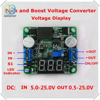 25W 2A Digital Display Step Up Down Buck Module Voltage Regulator Module Board Converter 5.0-25V to 0.5-25V Blue
