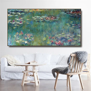 Claude Monet Vand Lotus Lærred Malerier Reproduktion Kunst Plakater og Print Væg Billeder til stuen Soveværelse Indretning