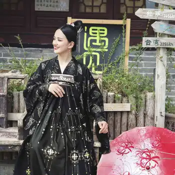 Traditionel Kinesisk Kostume Hanfu Sætter Kvinder Vintage Gamle Emboridery Bluse Folk Tang Passer Damer Birthday Party Outfits