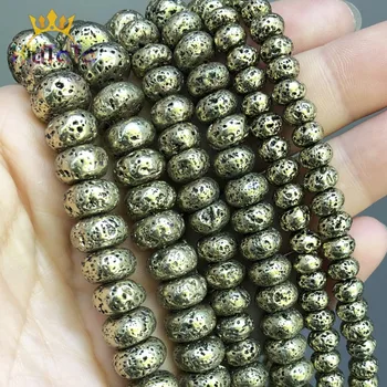 Natursten Bronze Lava Runde Rondelle Løs Spacer Perler Til Smykker at Gøre DIY Armbånd Charms 15