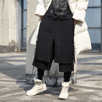 Vinteren Duck Ned Bukser Mænd Japan Casual Løs Kimono Lige Bukser Mandlige Streetwear Hip Hop, Punk, Gothic Harem Tykke Bukser