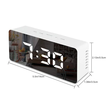Vækkeur med Spejl Effekt LED-Lys Digitale Vækkeur Elektronisk Lys Lang Tid, Temperatur Display Home Decor Ur