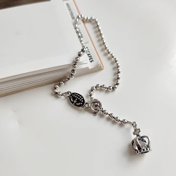 Ægte 925 Sterling Sølv Armbånd Armbånd Enkel Europæiske American Vintage Perler Imperial Crown Kæde Armbånd Kvinder Smykker