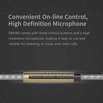 DUNU DM380 Linearlayout Triple Titanium Membran Driver In-ear Øretelefon HiFi Aktive Delefilter med MIC/3 knapper Let Drevet
