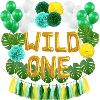 WILD Kids Første Fødselsdag Balloner Kunstige Tropiske Palme Blade Baby Pige Dreng Fødselsdag Jungle Party Dekoration af Forbrugsstoffer
