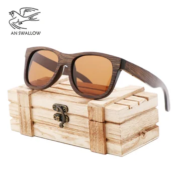 Nye retro trend Polariserede Solbriller i bambus træ solbriller til mænd kørsel Solbriller anti-ultraviolet briller TAC linse UV400
