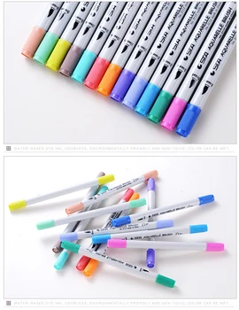 STA 12/24colors Aquarelle Farve Børste Pen 0.4 mm Fineliner Micron Needle Tip Opløselige Akvarel Blæk Kunst Markør Pen