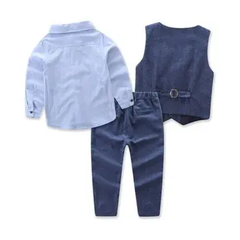 Nyligt Efteråret Formelle Toddler Baby Drenge Herre 3STK Frakke+Bukser+Skjorte Tøj Tøj Sæt, der Passer Outfit 1-7Y