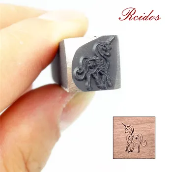 Unicorn Hest Design stempel 9.3x10mm, DIY Armbånd/smykker symboler stål stempel