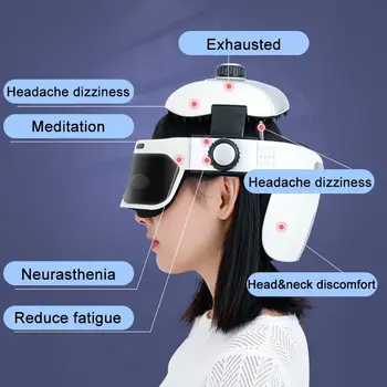 Elektriske Hoved Massager USB-Intelligent lufttryk Vibration Afslapning Justerbar Hoved Størrelse Musik Beroligende Slappe af Hjelm
