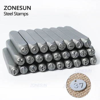 ZONESUN 27PCS Carbon Steel Jewelry Stamp Number Set Steel Stamps Punch Die Metal Mark Stamping Tools For Bracelet Necklace Ring