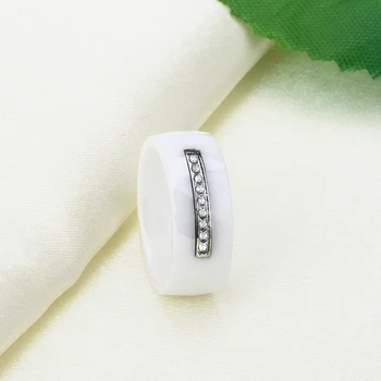Mode Keramik Ring For Kvinder 8mm Lys Hvide Snit Overfladen Bryllupper Ringe En Række Bling Zircon Keramiske Ringe Til Kvinder Jul