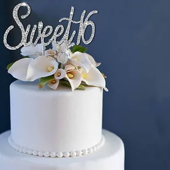 Guld sølv Sweet 16 Cake Topper dreng pige 16 års Fødselsdag Fest, Jubilæum tabel centerpieces Dekoration fordel Levering Tilbehør