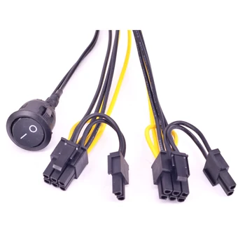 24Pin ATX Power til 2 Porte 6+2 Pin 8 Pin med På Off-knappen kabel-PCIe 6Pin 8pin Mandlige-til 24-Pin Female Power Supply Kabel