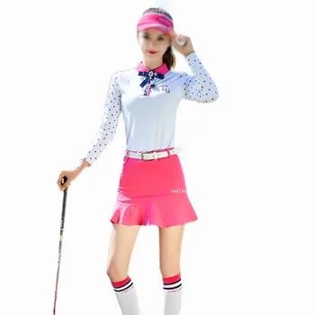 MG Golf Tøj Kvinder, sportstøj Hvid langærmet Skjorte Efteråret Slank Dame Forår Rose Røde Kort Nederdel Anti-tom Beklædning Tennis