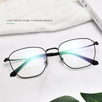Titanium Mænd Briller Billede i stor størrelse Gafas Kvindelige To-farve IP-plating Super lys Opticas Briller