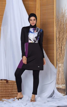 Muslimske Badetøj Islamiske Kvinder Beskedne Hijab Burkini 'ALFASA 20113, som gav Geometriske Trykt Swimmingpool Model'