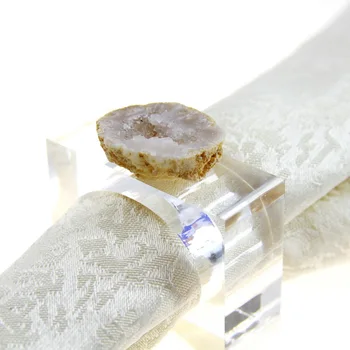 Gratis forsendelse fysiske agat crystal servietring, bulk servietholder til bryllup 4 stk