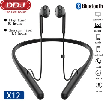 DDJ X12 Bluetooth-Hovedtelefoner Trådløse Øretelefoner Headset Hængende Hals Gamer Hovedtelefoner Med Mikrofon Vandtæt Til Xiaomi Knopper Ios