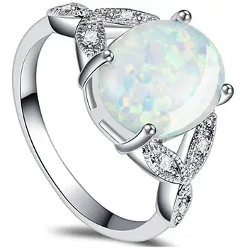 Størrelse 4 til 12 925 Sterling Sølv Oval Cut Australien Ild Opal Ring, Bryllup, Engagement Love Erklæring Jubilæum Mors Dag