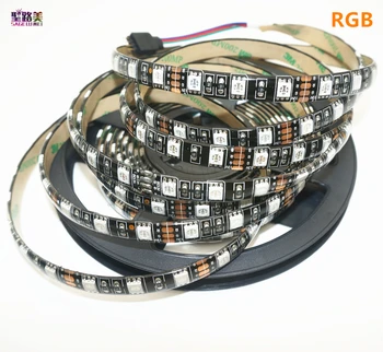 Gratis forsendelse 5m/roll Sort PCB Vandtæt IP65 5050 SMD LED Fleksibel strip DC12V 60leds/m Varm hvid/Hvid/RGB led strip light