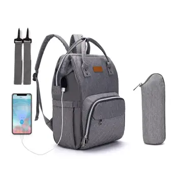 Mode Mumie Barsel Ble Taske Vandtæt Ble Taske Med USB-Klapvogn Rejse Rygsæk, Multi-lomme Sygepleje Taske til Baby Pleje