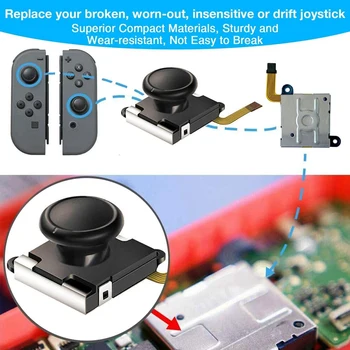 (4 Pack) 3D Analoge Stick Repair Kit for Nintendo Skifte Glæde Con med Metal-Spænder - /Skruemaskine/Thumbstick Greb