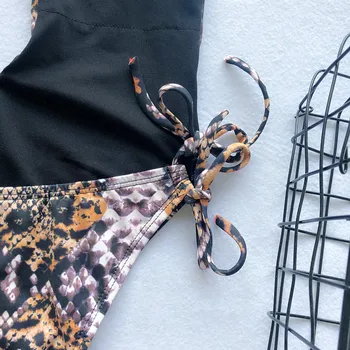 2019 Nye Leopard Ét Stykke Badedragt Trikini Badetøj Kvinder Dyb V Monokini Push Up Bathsuit Bandage Badedragt Maillot De Bain