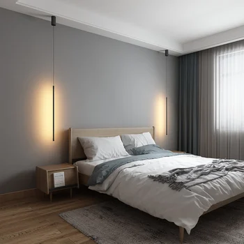 Sort Moderne LED-Vedhæng lys til Soveværelse natbord stuen Bar Sengen Minimalistisk Hængende Pendel lampe Ac110-220V