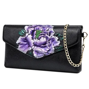 ægte læder taske kvinder 2020 luksus håndtasker, kvinder tasker designer skulder taske blomster ko læder crossbody tasker