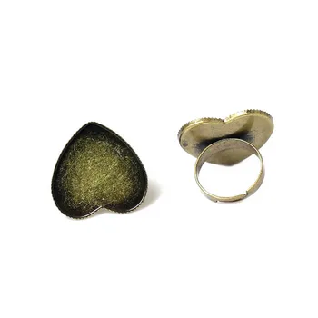 Blank Ring, Indstillinger med Hjertet Bezel Cameo Cabochonslebet Baser Ring Resultaterne DIY Smykker at Gøre Multi-farve Forgyldt 10mm 12mm