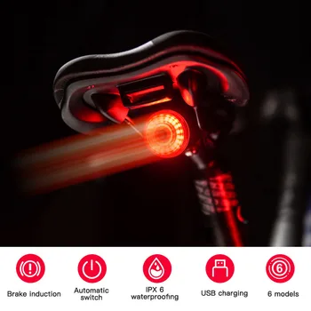 Smart Cykel baglygte Auto Start/Stop, Brake Sensing IPx6 Vandtæt USB Charge cykling Hale Baglygte Lys Cykel Tilbehør
