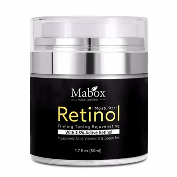 Mabox 50 ml Retinol 2.5%Fugtighedscreme, ansigtscreme Hyaluronsyre AntiAging Fjerne Rynker Vitamin E, Kollagen Glat Hvidtekalk Creme