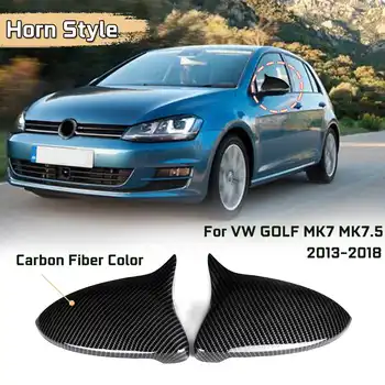 Carbon Fiber Farve Horn Style bakspejlet Dække Bagsiden Shell Boliger Hætte For VW GOLF MK7 MK7.5 GTI-R TDI 2013-2018