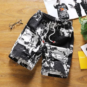 Ny mode trykt mænd bomuld shorts til mænd casual shorts bindebånd i taljen bermuda shorts S-4XL drop shipping ABZ262