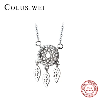 COLUSIWEI Ægte 925 Sterling Sølv DreamCatcher Halskæde til Kvinder, Mode Blade Kæde Fine Smykker Bijoux
