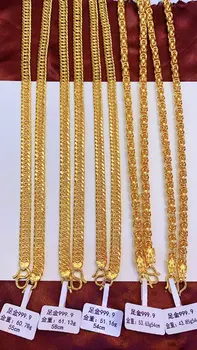 HX 24 KARAT Rent Guld Halskæde Real AU-999 Massivt Guld Kæde Lyst Enkel Fornemme Trendy Klassiske Fine Smykker Hot Sælge Nye 2020