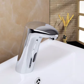 JIENI Sort Håndvask Armatur Automatisk Touch Sensor Vandhaner Messing Badeværelse Vask Krom Vandhaner Mixer & Vand fra Hanen Mixer Gratis Touch