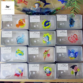 12pcs Akvarium dekorative figurer Miniature Glas Marine dyr, Statuer flydende charme over havet fisk vedhæng ornament tilbehør