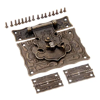 3pcs/kit Haspe Låsen Skifte Spænde + Hængsler Antik Bronze Vintage Dekorative Møbler Hardware smykkeskrin Tilfælde af Bryst-Kabinettet
