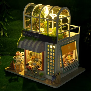 Cutebee DIY Dukkehus i Træ dukkehuse Miniature Dukkehus Møbler Kit Legetøj til børn Nye År Julegave Tilfælde TD41
