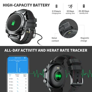 Cubot C3 Smartwatch 2020 1,3 tommer Vandtæt 5ATM pulsmåler Sport Touch Fitness Tracker Smart Ur til Mænd, Android, IOS