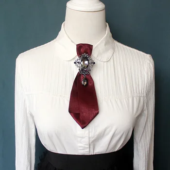 2021 Kvinder Mænd Shirt Ribbon Bow Tie Cravat Smarte Pige Rhinestone Krystal Broche Pin Slips Gommen Arbejde Bryllup Part Gave Bowtie