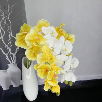9heads Orchid Kunstig Blomst Phalaenopsis Bryllup Hjem Dekorative Blomster DIY Rigtige Touch Butterfly Orchid 96cm