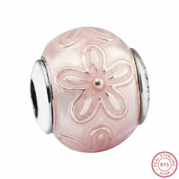 ESSENSEN Pink Emalje Happyness Charm Perler for Kvinder Smykker at Gøre DIY Passer til PANDORA Charms Sølv 925 Oprindelige FE059