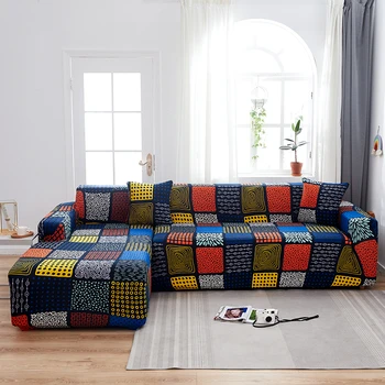 Plaid Mønster L Style Slipcovers sofabetræk til stuen Spandex Snit Hjørne Sofa Sofa Dække Chaiselong Sofa Dækning